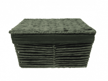 Regalkorb Schrankkorb Aufbewahrungskorb mit Deckel Groundwood in schwarz