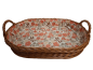 Preview: Tablett Weidentablett 2 Griffe oval groß floral orange