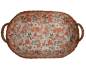 Preview: Tablett Weidentablett 2 Griffe oval groß floral orange