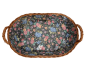 Preview: Tablett Weidentablett 2 Griffe oval klein floral dunkel