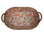 Preview: Tablett Weidentablett 2 Griffe oval klein floral orange