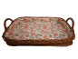 Preview: Tablett Weidentablett 2 Griffe rechteckig groß Floral orange