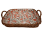 Preview: Tablett Weidentablett 2 Griffe rechteckig klein Floral orange