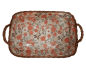Preview: Tablett Weidentablett 2 Griffe rechteckig klein Floral orange