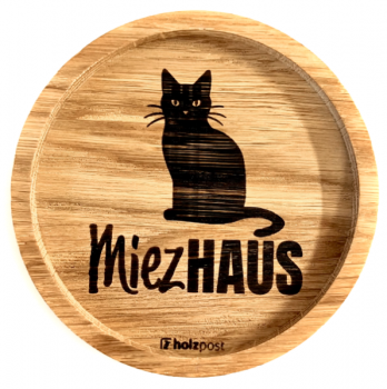 Holzpost Untersetzer aus Eiche "Miezhaus"