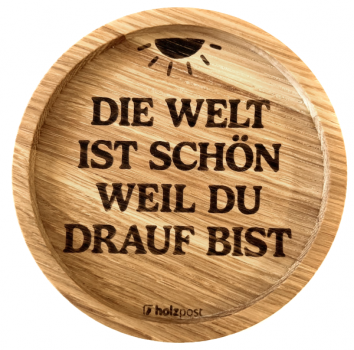 Holzpost Untersetzer aus Eiche "Welt"