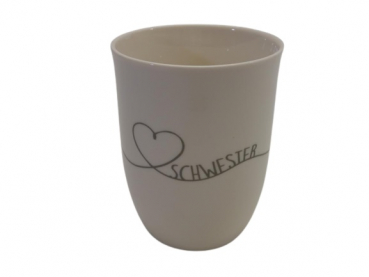 Mea Living Tasse mit Henkel 500 ml " Herz geschwungen Schwester" anthrazit