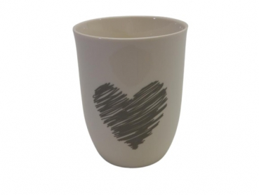 Mea Living Tasse mit Henkel 500 ml "Herz gestrichelt" anthrazit