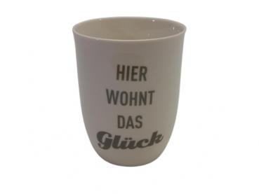 Mea Living Tasse mit Henkel 500 ml "Hier wohnt das Glück" anthrazit