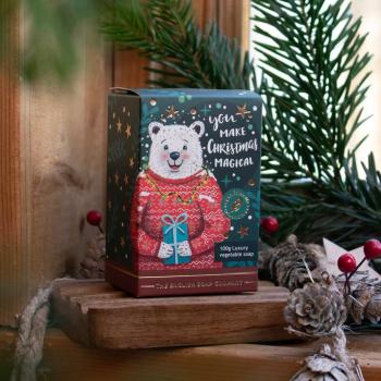 Preview: Englische Weihnachts-Eisbär-Mini-Seife