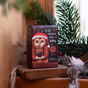 Preview: Englische Mini-Seife mit Weihnachtseule
