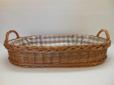 Tablett Weidentablett 2 Griffe beige braun oval groß