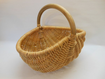 Einkaufskorb aus Rattan gelber Griff  mit gelb gefärbtem Geflecht