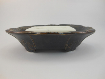 Seifenschale aus Porzellan oval groß barock 3 versch. Farben
