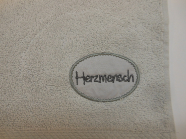 Mea Living Gästehandtuch "Herzmensch" grau