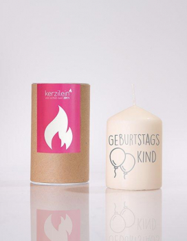 Kerzilein Flämmchen "Geburtstagskind" creme/grau