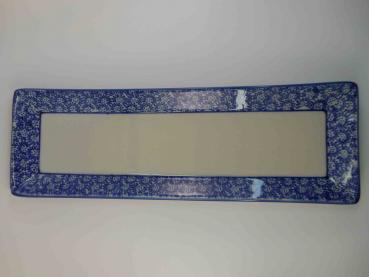 Seifenschale aus Porzellan rechteckig blau 2 versch. Dekore für 3 Seifen