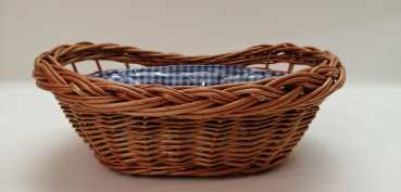 Brotkorb Brötchenkorb aus Weide oval mit Ausschlag blau weiß