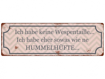 Metallschild Blechschild mit Spruch "Wespentaille"