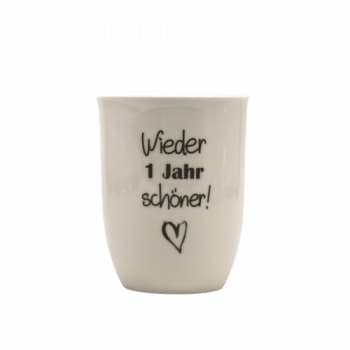 Mea Living Tasse mit Henkel 500 ml "Wieder 1 Jahr schöner!" anthrazit