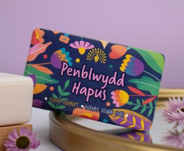 Welsh Collection Seife Zitronensorbet mit Aufschrift Penblwydd Hapus "Alles Gute zum Geburtstag"