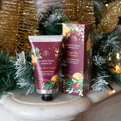 Preview: Englische Weihnachtsbotschaften Weihnachtskranz Handcreme