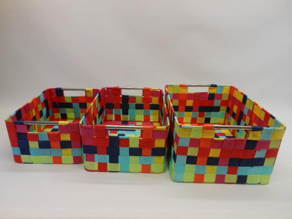 Regalkorb Aufbewahrungskorb Nylon 3 versch. Größen rechteckig bunt Mix