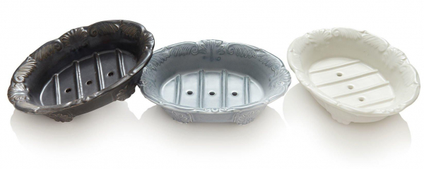 Seifenschale aus Porzellan oval groß barock 3 versch. Farben