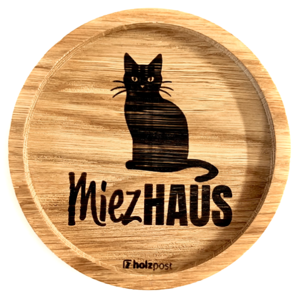 Holzpost Untersetzer aus Eiche "Miezhaus"