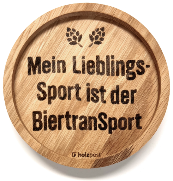 Holzpost Untersetzer aus Eiche "BiertranSport"