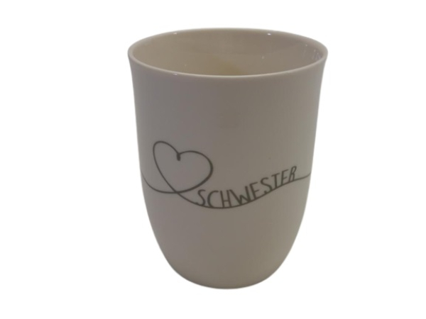 Mea Living Tasse mit Henkel 500 ml " Herz geschwungen Schwester" anthrazit