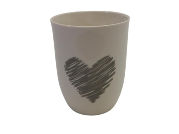 Mea Living Tasse mit Henkel 500 ml "Herz gestrichelt" anthrazit