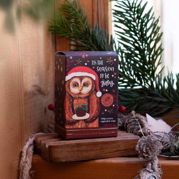 Englische Mini-Seife mit Weihnachtseule