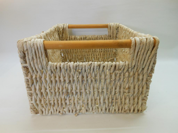 Regalkorb Füllkorb Schrankkorb Aufbewahrungskorb Korb gedrehtes Maisblatt Holzgriff 3 Größen