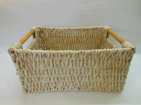 Regalkorb Füllkorb Schrankkorb Aufbewahrungskorb Korb gedrehtes Maisblatt Holzgriff 3 Größen