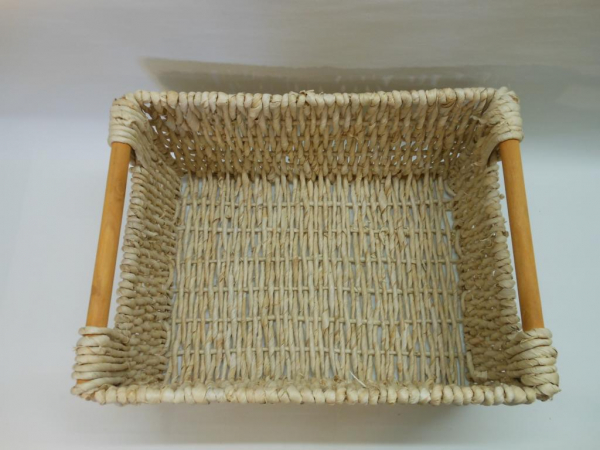 Regalkorb Füllkorb Schrankkorb Aufbewahrungskorb Korb gedrehtes Maisblatt Holzgriff 3 Größen