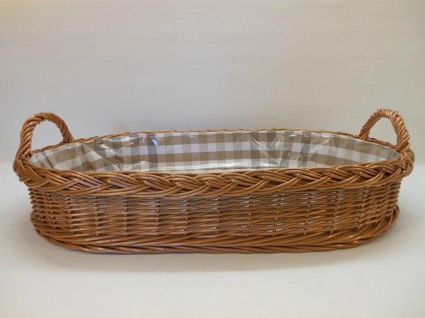 Tablett Weidentablett 2 Griffe beige braun oval groß