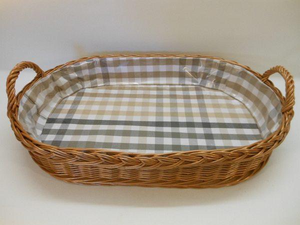 Tablett Weidentablett 2 Griffe beige braun oval groß