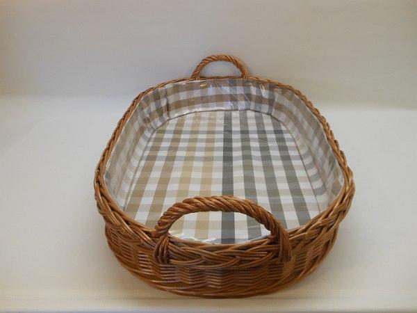 Tablett Weidentablett 2 Griffe beige braun oval groß