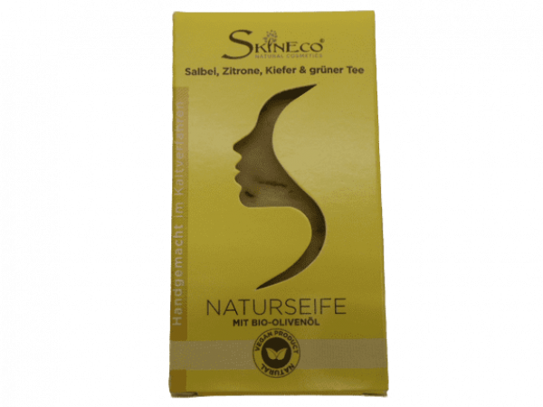 Skineco VEGANE NATUR SEIFE Salbei, Zitrone, Kiefer & grüner Tee