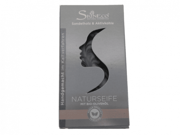 Skineco VEGANE NATUR SEIFE Sandelholz & Aktivkohle