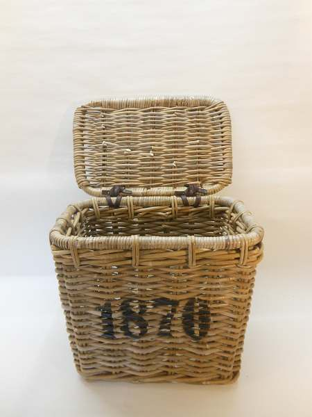 Korbtruhe Universalkorb aus Rattan mit Deckel grau