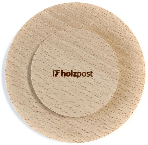 Holzpost Glasdeckel aus Buche "Unterhopft"