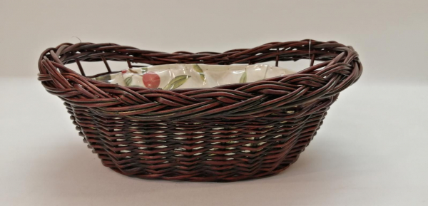 Brotkorb Brötchenkorb Obstkorb Weidenkorb gebeizt oval mit Ausschlag Olive