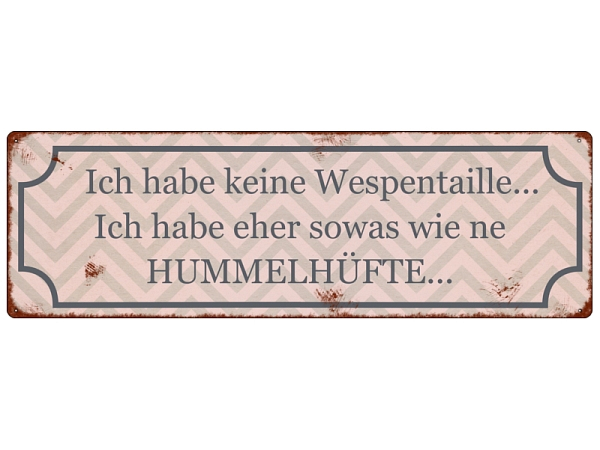 Metallschild Blechschild mit Spruch "Wespentaille"