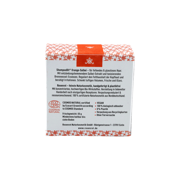 Rosenrot ShampooBit® - festes Shampoo Orange-Salbei