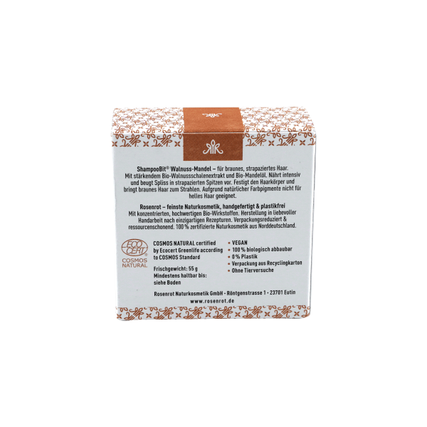 Rosenrot ShampooBit® - festes Shampoo Walnuss-Mandel