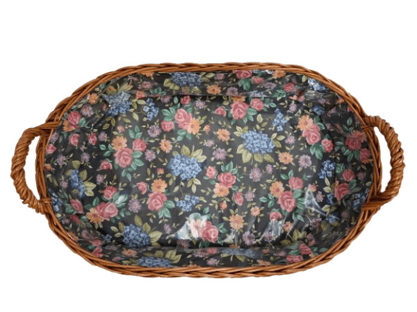 Tablett Weidentablett 2 Griffe oval klein floral dunkel