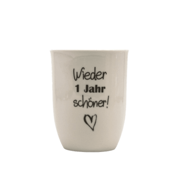 Mea Living Tasse mit Henkel 500 ml "Wieder 1 Jahr schöner!" anthrazit