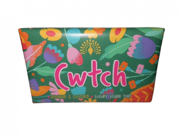 Welsh Collection Seife Rhabarber & Vanillecreme mit Aufschrift cwtch "Umarmung"